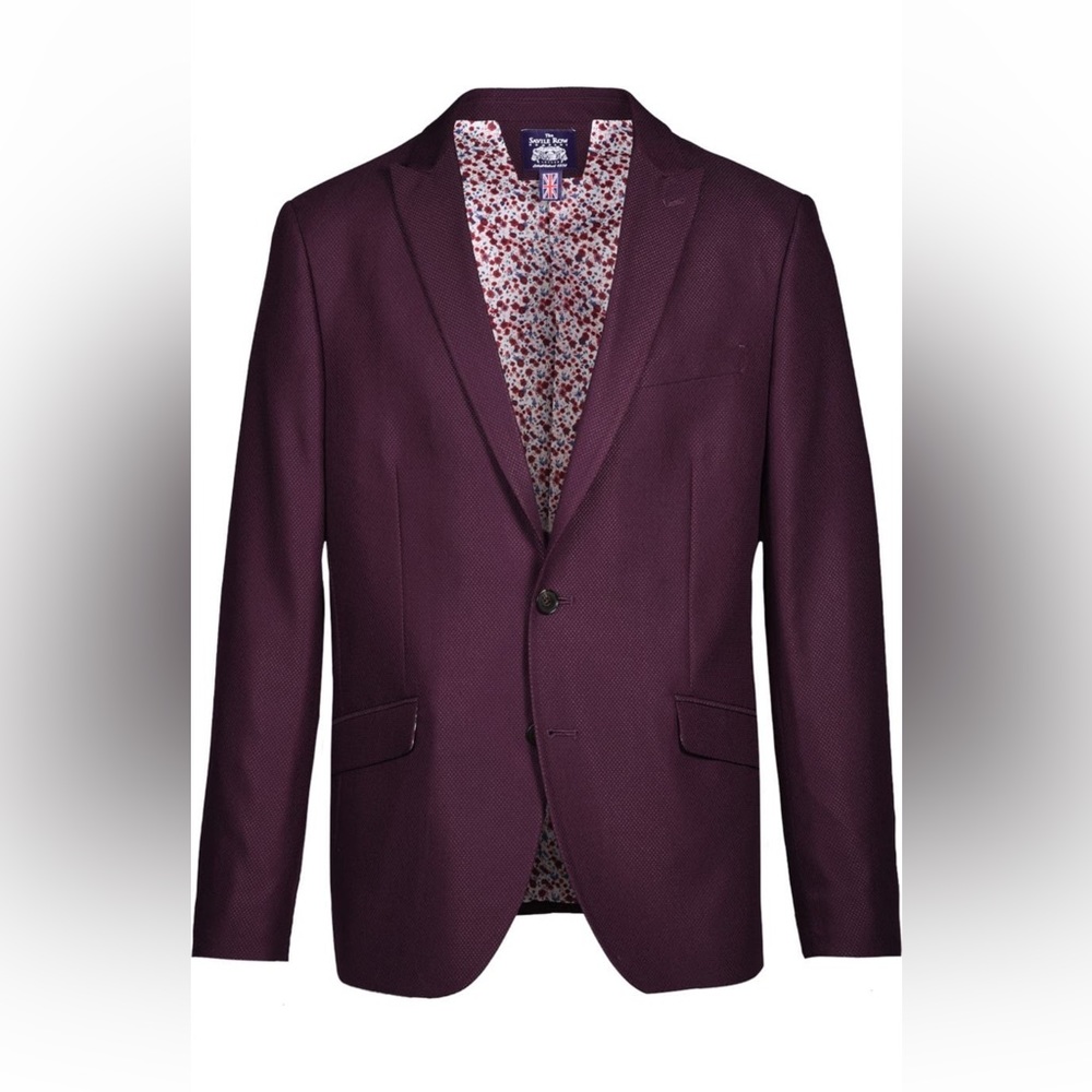 Burgundy Peak Lapel Slim Fit Blazer Savile Row London 44L